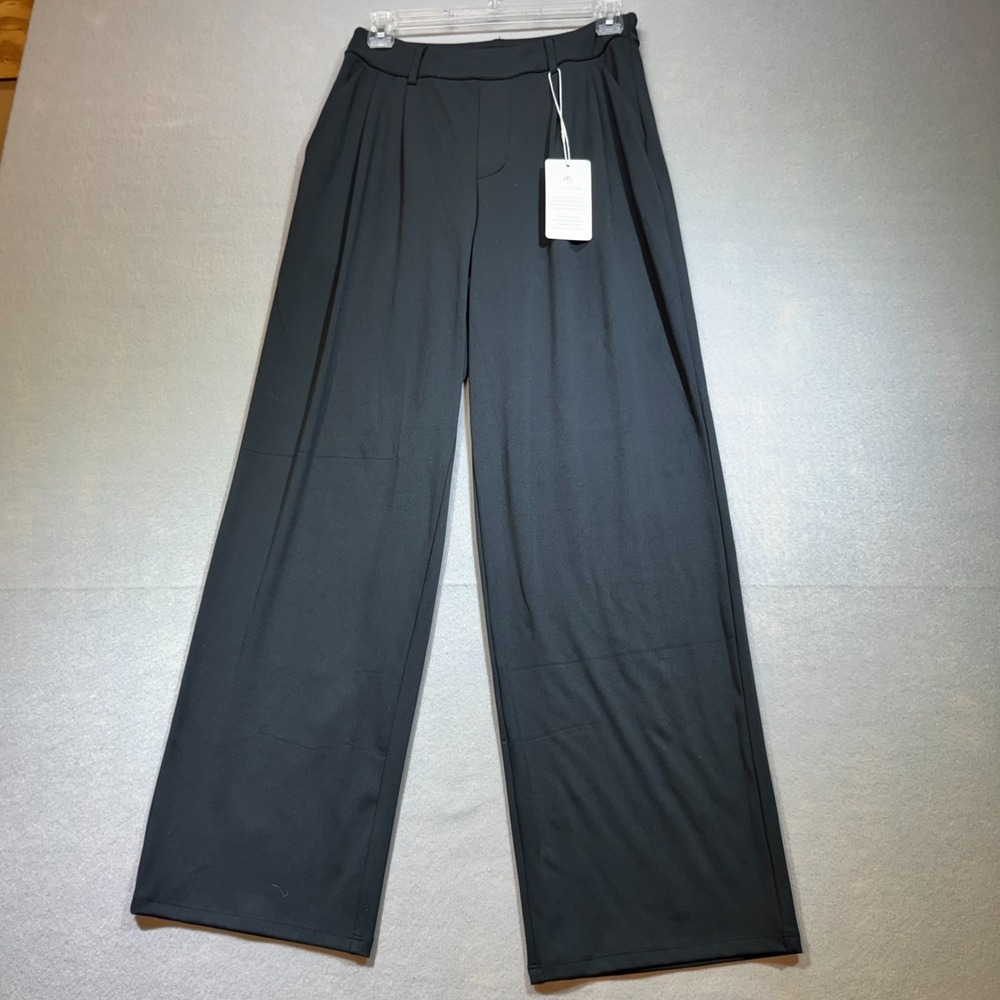 DLOODA Women's Small Black Wide Leg Dress Pants New Pleated Work Trousers
